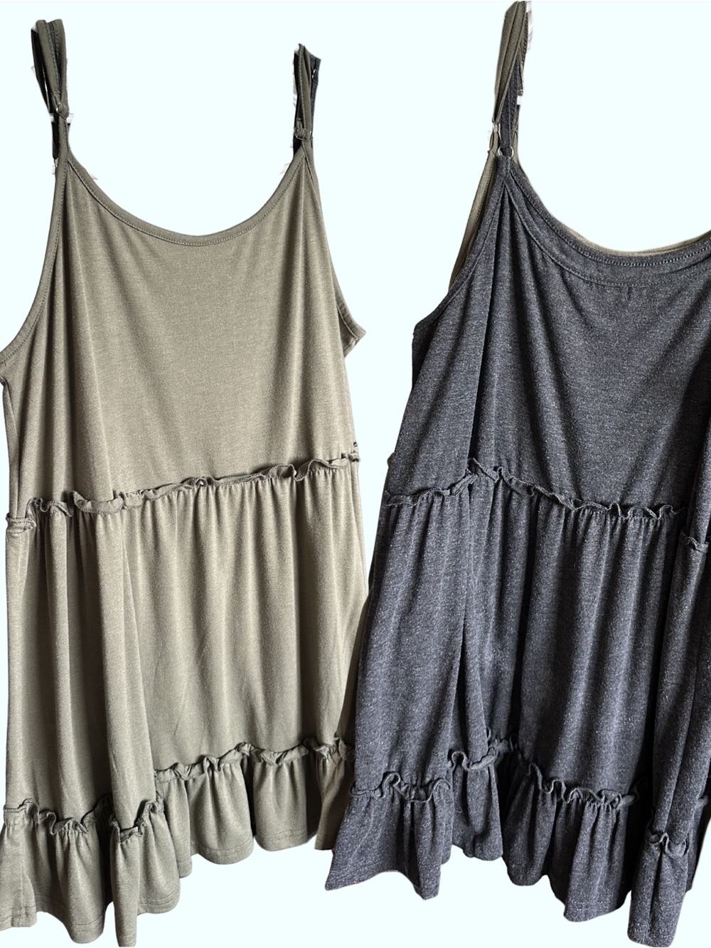 Women’s Tiered Swing Tank Top in Olive and Charcoal